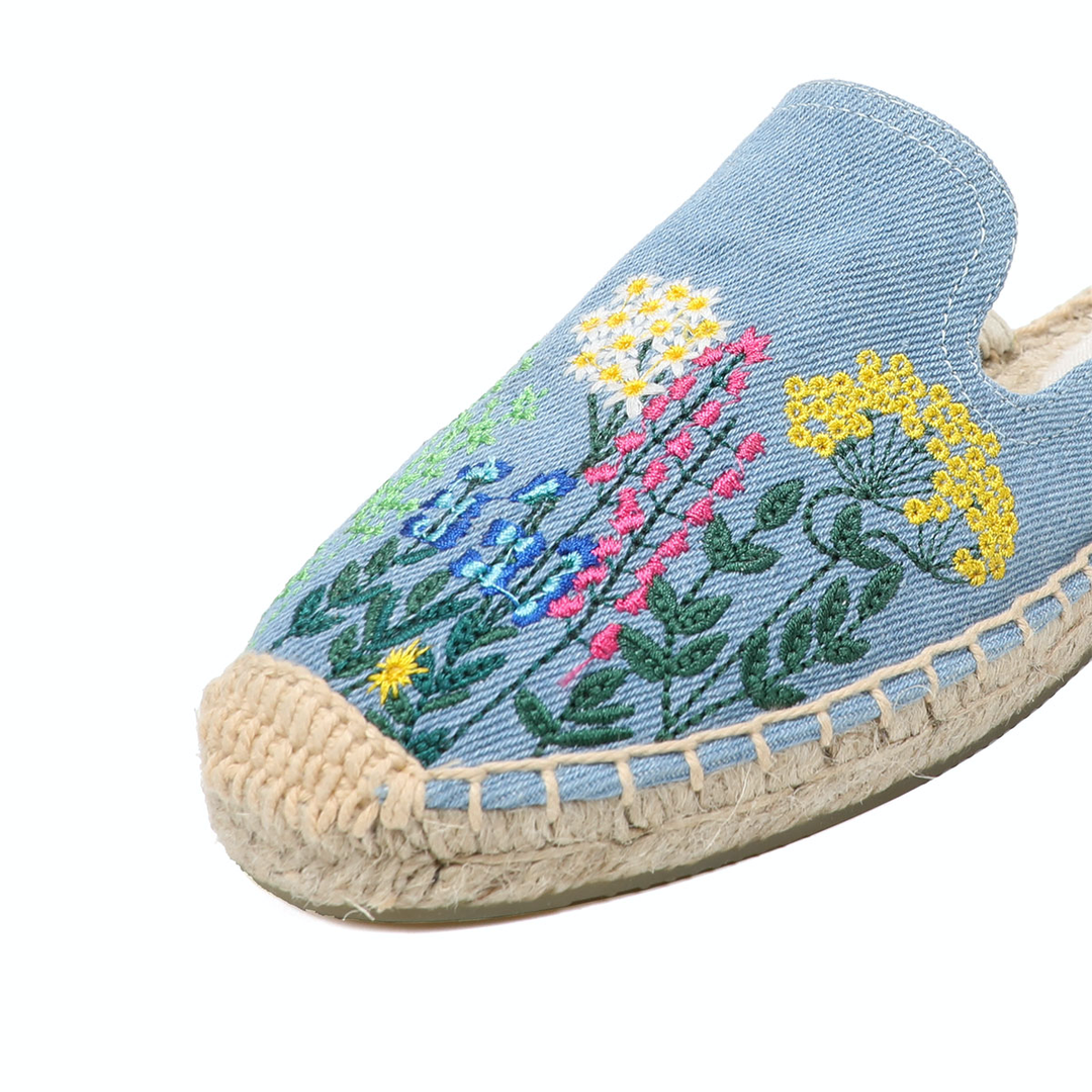 embroider mules color blue size 9 for women