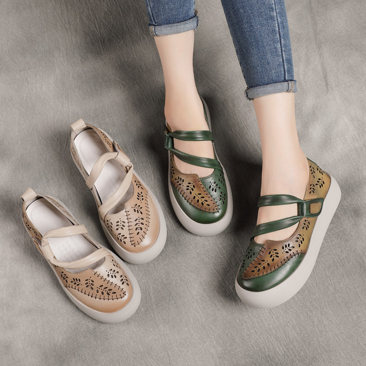 round toe flats color beige size 7 for women