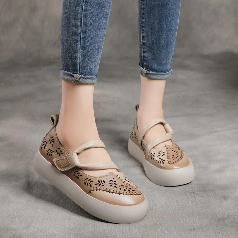 autumn platform flats color beige size 9 for women