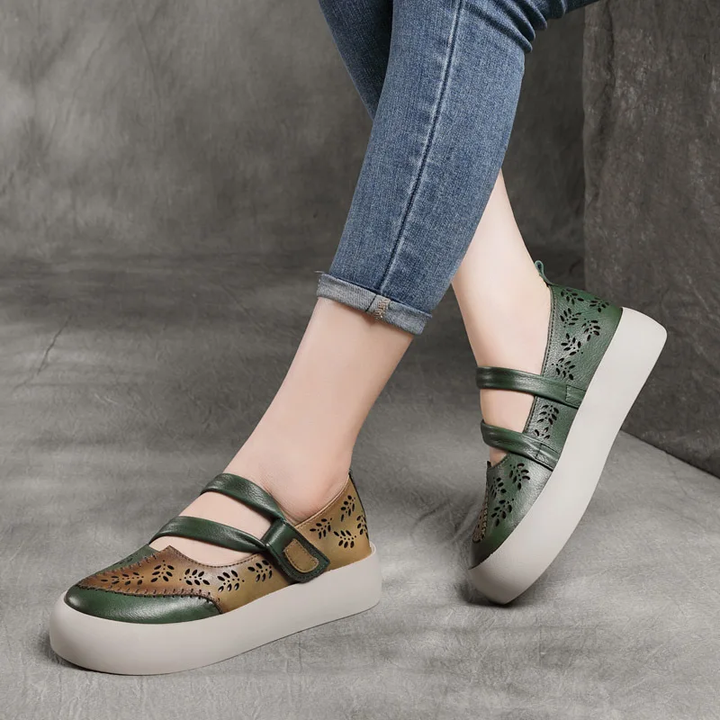 summer platform flats color green size 8 for women