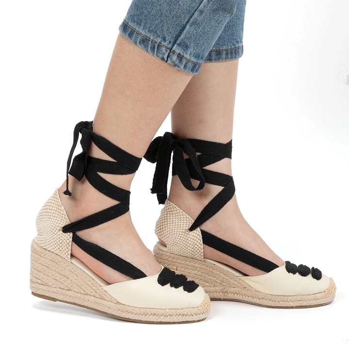 lace up sandals color beige size 7 for women