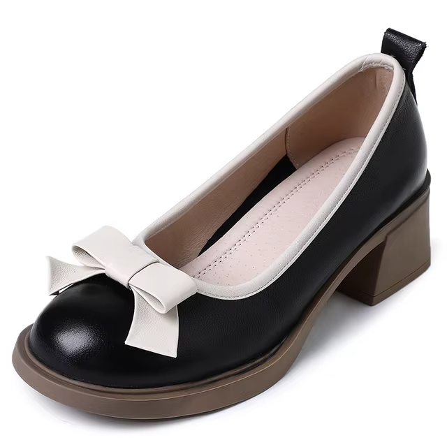round toe pumps color black size 6 for women