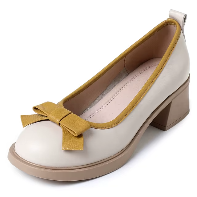 leather pumps color yellow size 5.5 for women