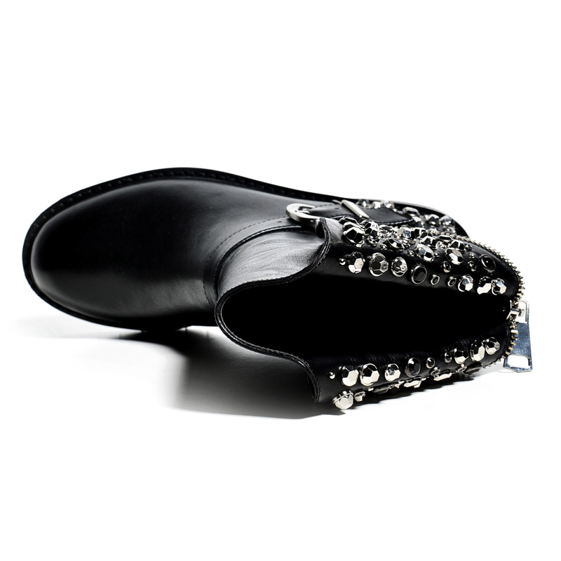leather fall boots color black size 6 for women