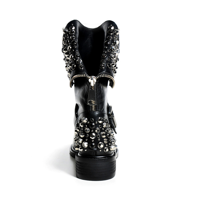 round toe boots color black size 7 for women