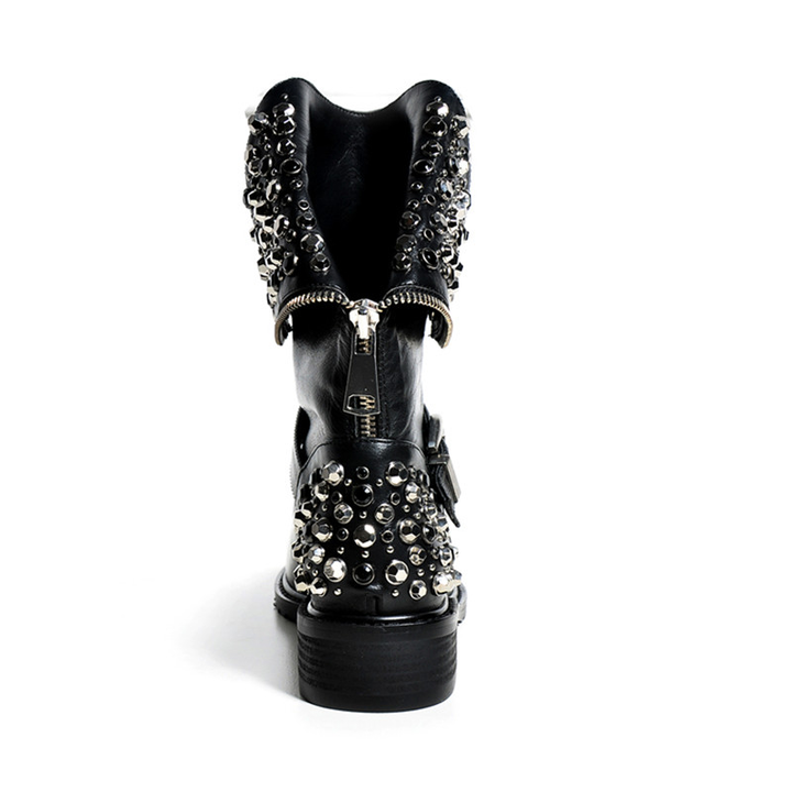 round toe boots color black size 7 for women