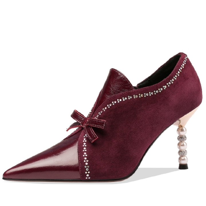 leather pumps color wine size 5 for women