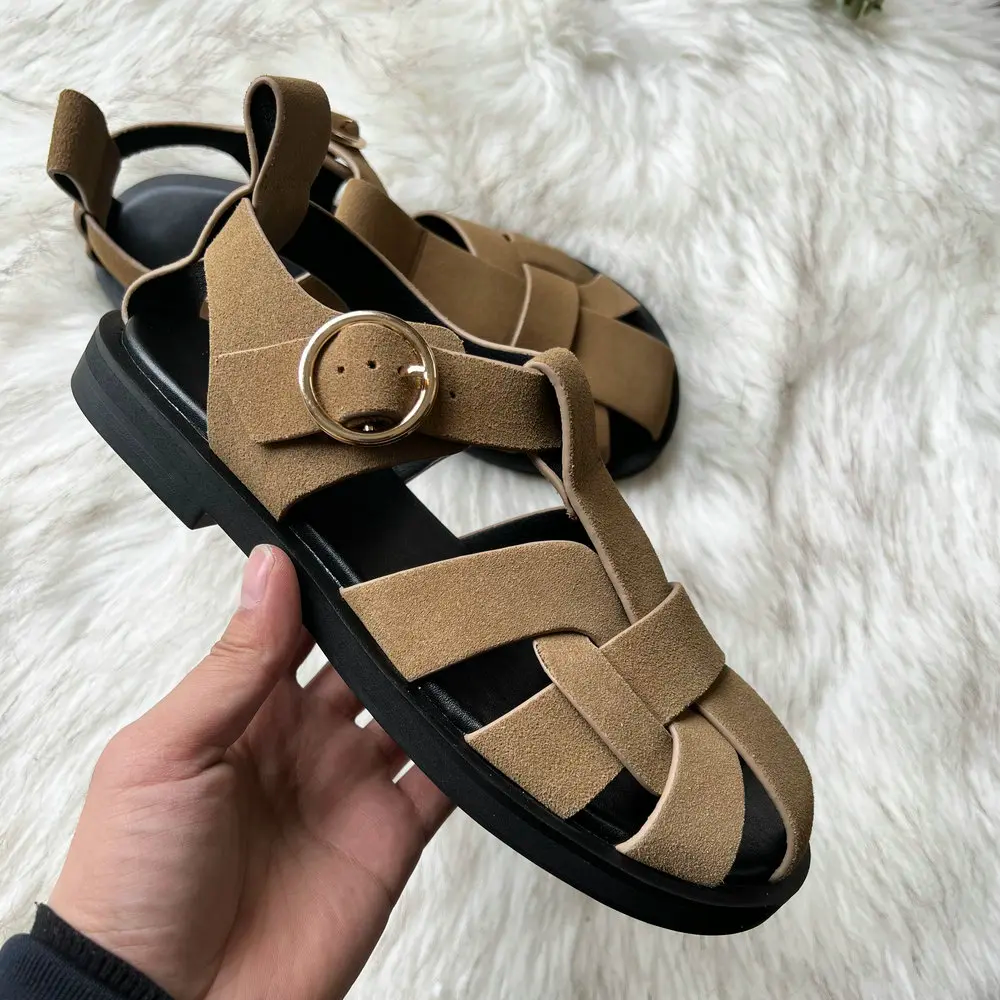 suede sandals color brown size 9 for women