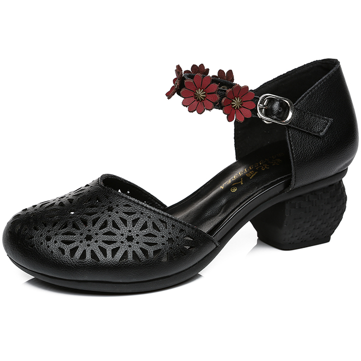 floral sandals color black size 5.5 for women