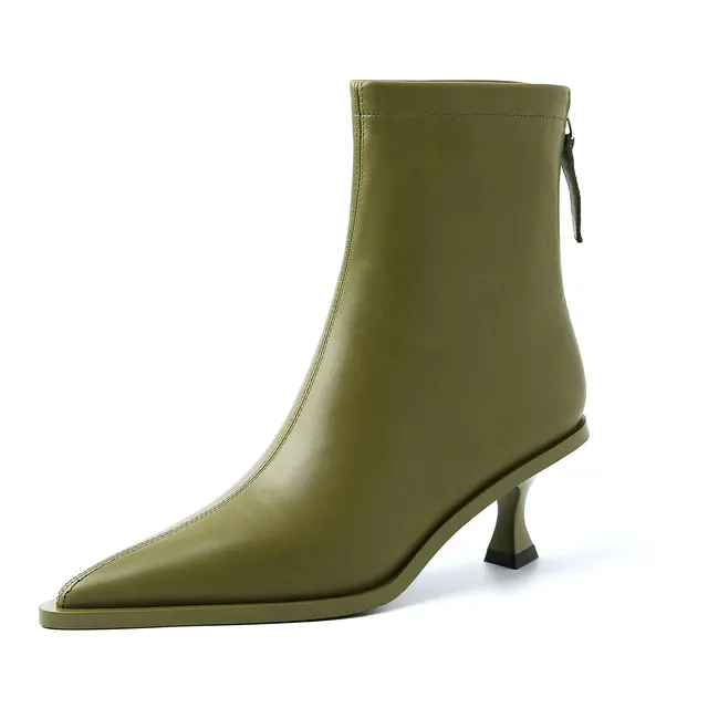 pointed toe boots color green size 7 for women
