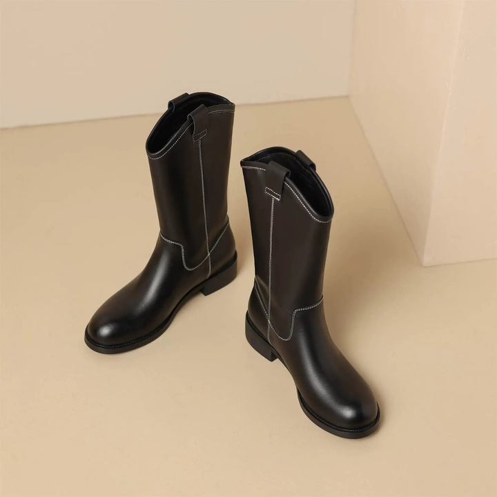 round toe boots color black size 8 for women