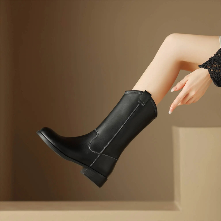 mid calf boots color black size 7 for women