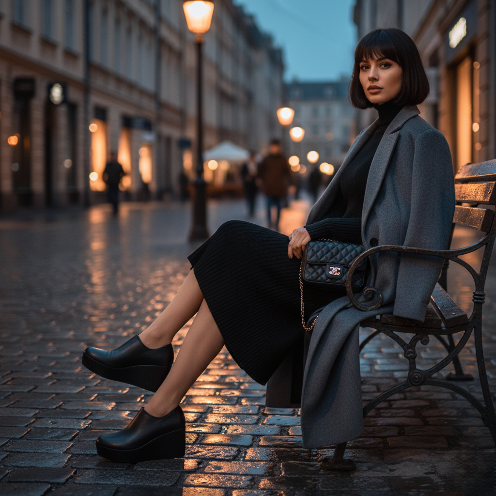 USS Shoes Alix Women's Spring Autumn Slip-On Platform Shoes Sale Drop Black (Size 7/8.5)