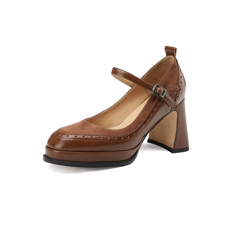 brogue platform pumps color brown size 9 for women