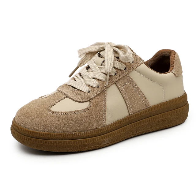 leather sneaker color khaki size 5.5 for women