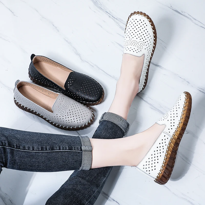 flats loafer shoes  color beige size 7 for women