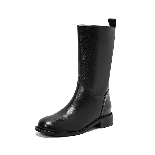 leather boots color black size 5 for women