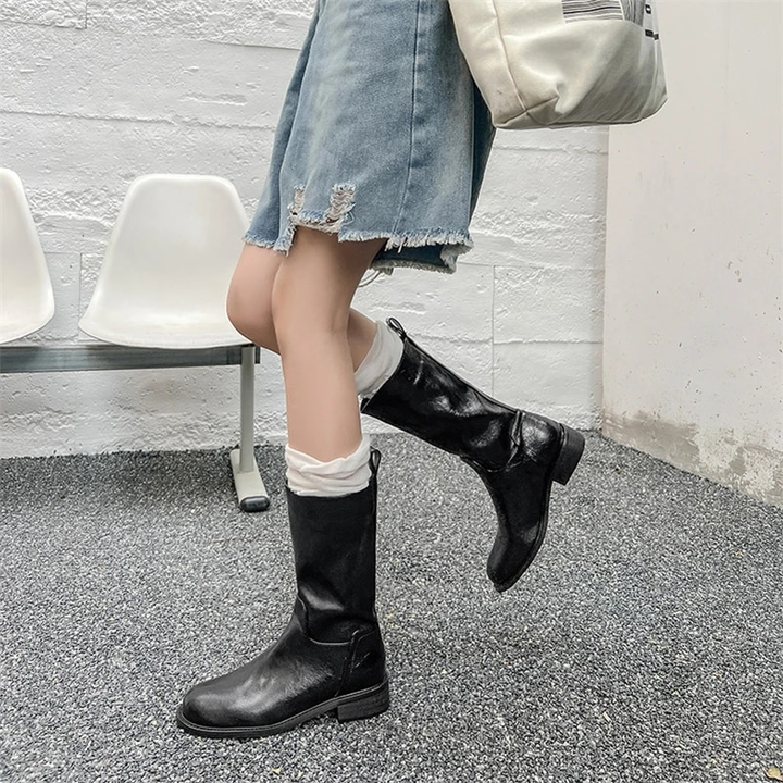 mid calf boots color black size 5.5 for women