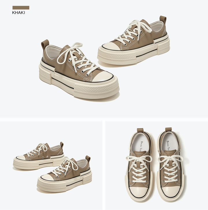 leather sneaker color khaki size 8 for women