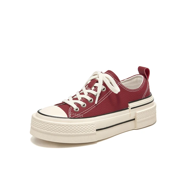 leather sneaker color red size 6.5 for women