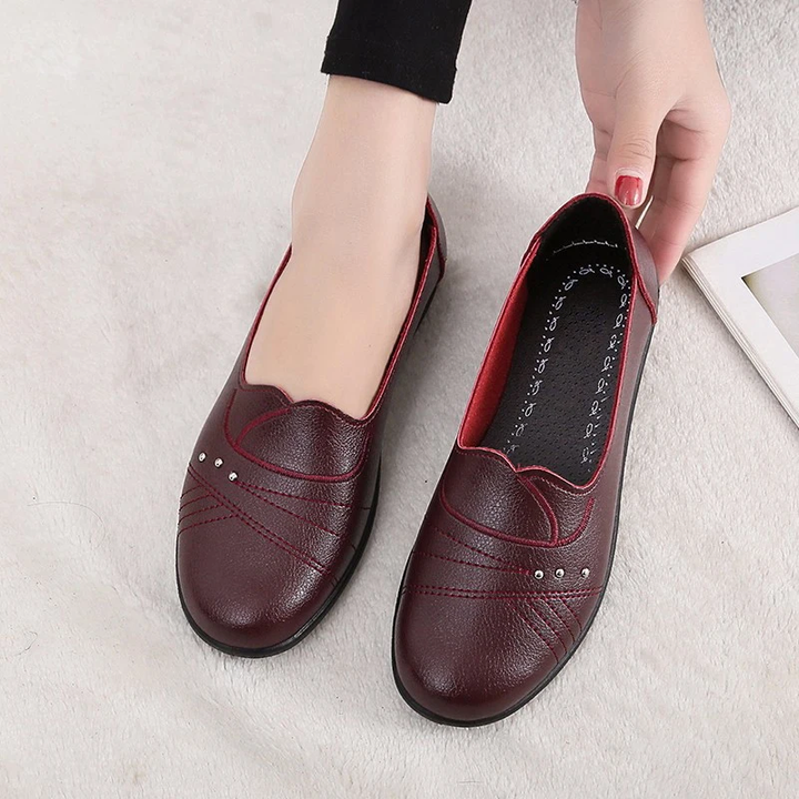 soft leather slip on loafer color red size 5.5 for women