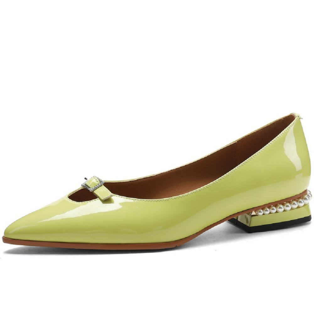 leather loafers shoes color green size 5.5 for women