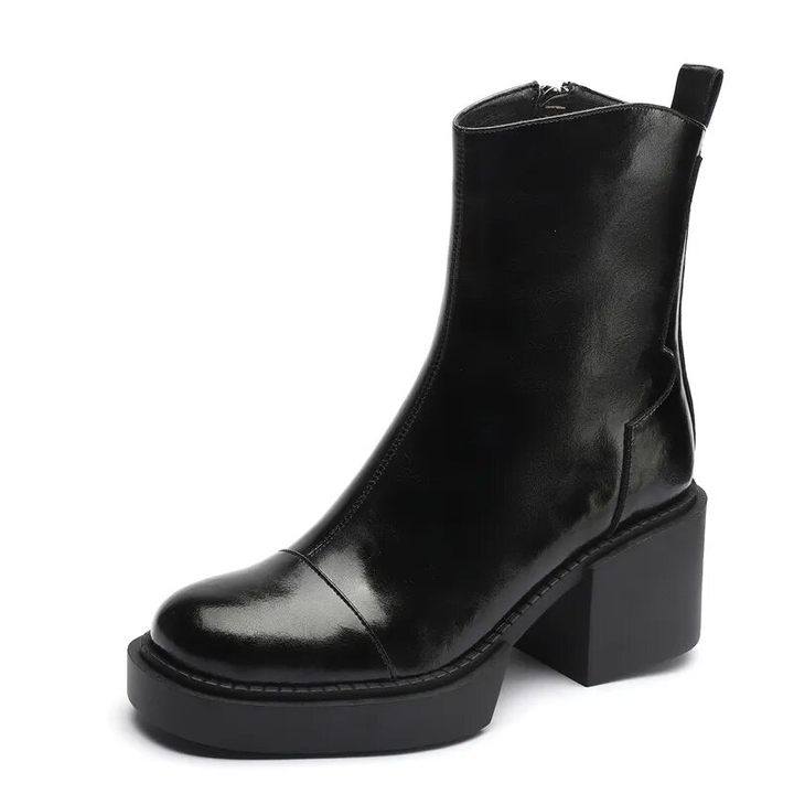 square heel boots color black size 4 for women