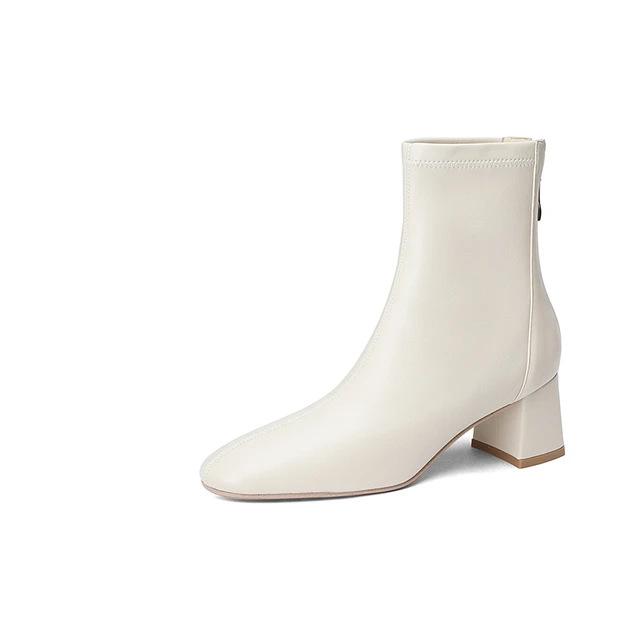 leather boots color beige size 5 for women