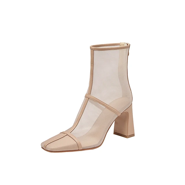 mesh boots color apricot size 5 for women