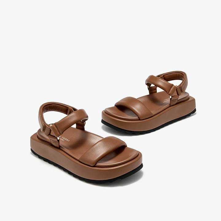 platform sandals color brown size 7 for women