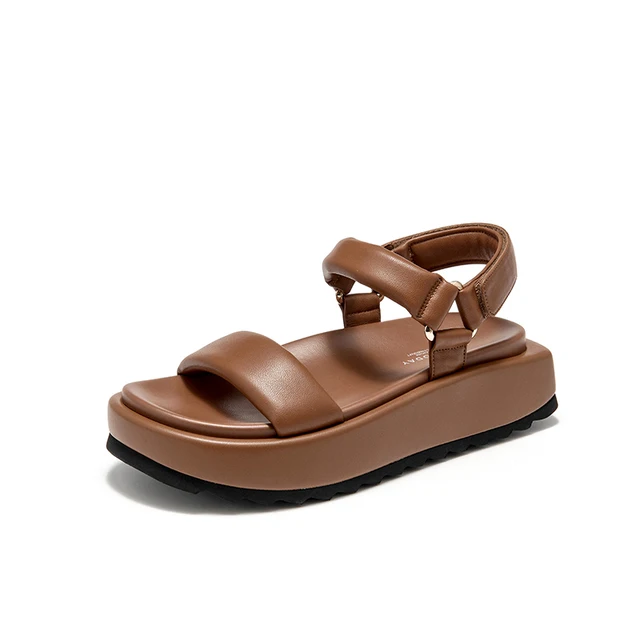 leather sandals color brown size 5 for women