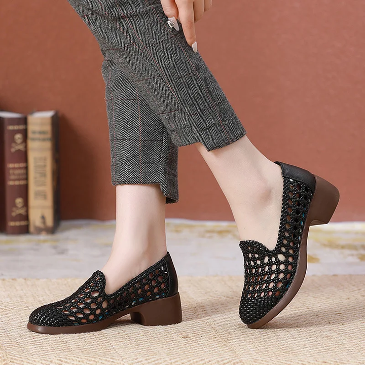 leather loafer shoes color black size 8.5 for women 