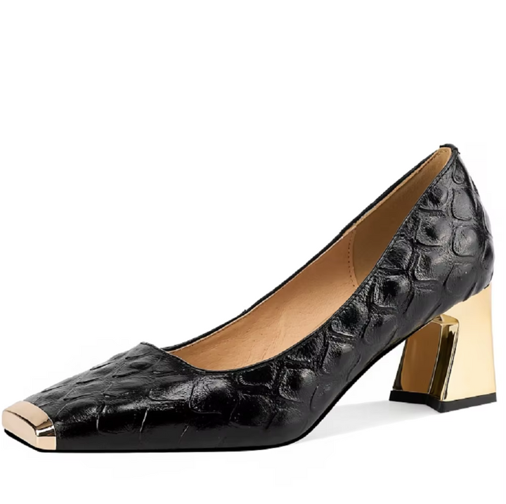 square heel pumps color black size 5 for women