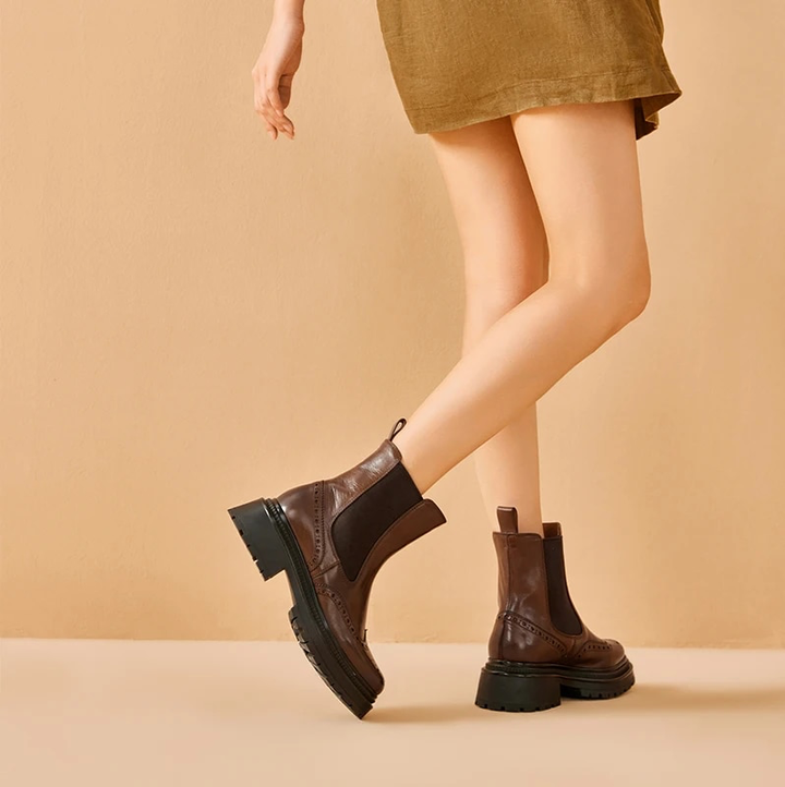 dress leather boots color coffee size 7 for women