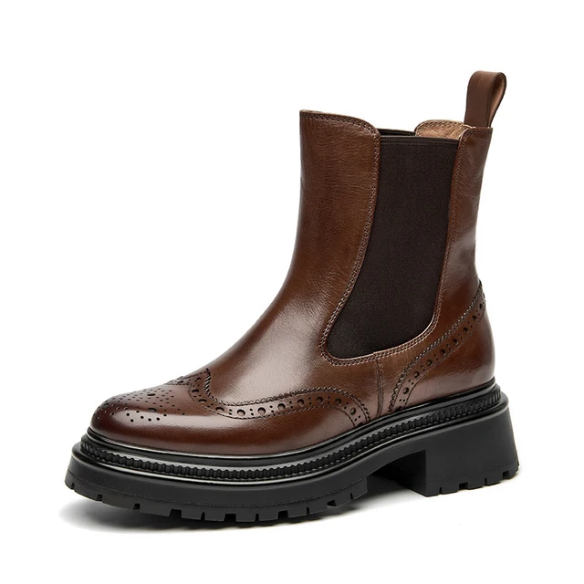 brogue chelsea boots color coffee size 5 for women