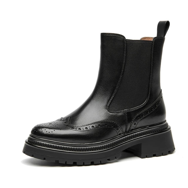 leather chelsea boots color black size 6 for women