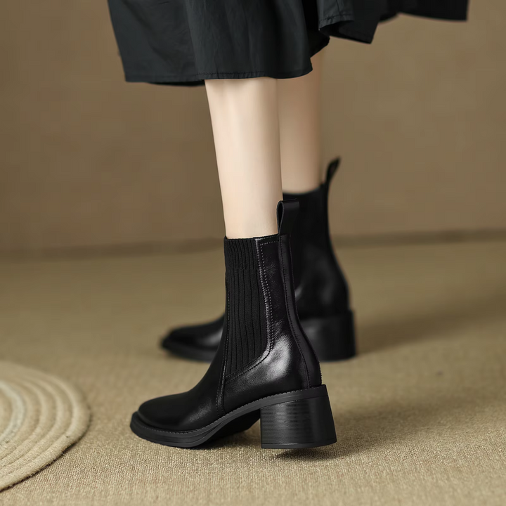 square heel boots color black size 5.5 for women