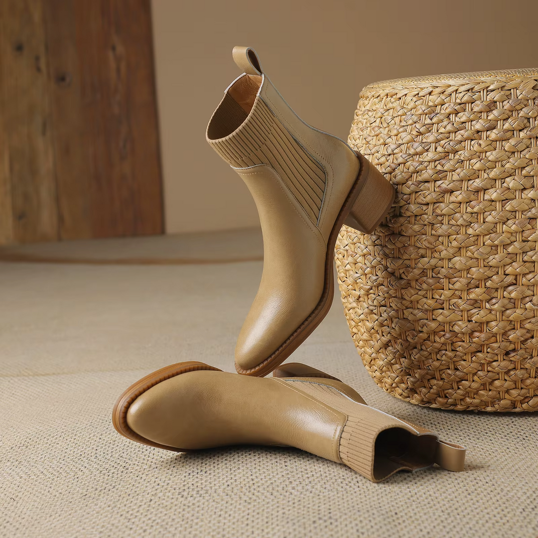 almond toe boots color apricot size 6 for women