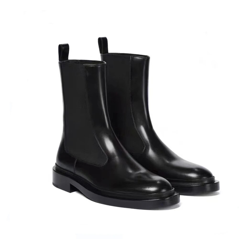 leather fall boots color black size 6 for women