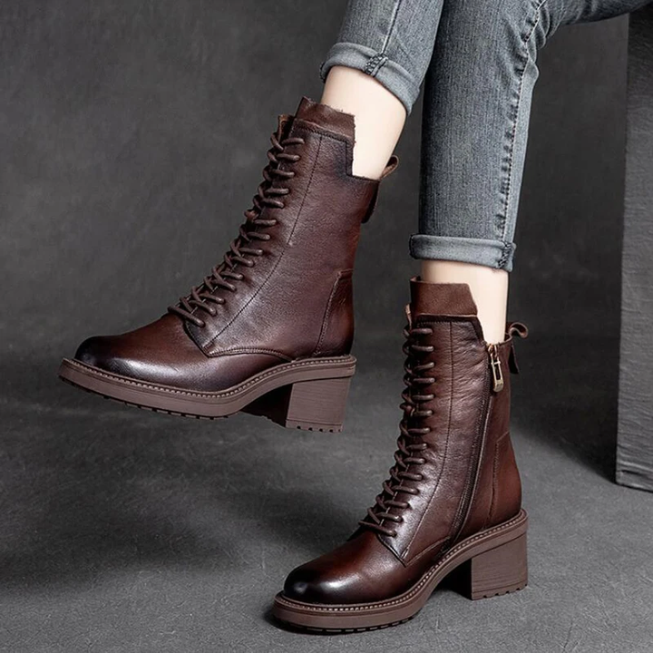 lace up boots color brown size 6 for women