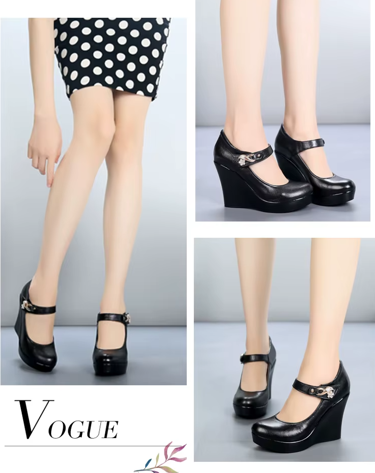 casual wedges color black size 8 for women 