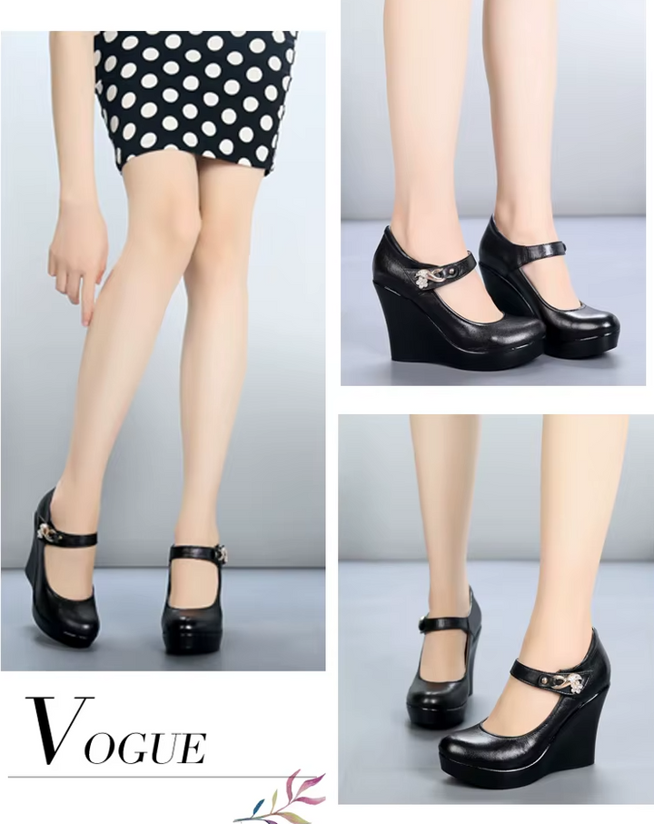 casual wedges color black size 8 for women 