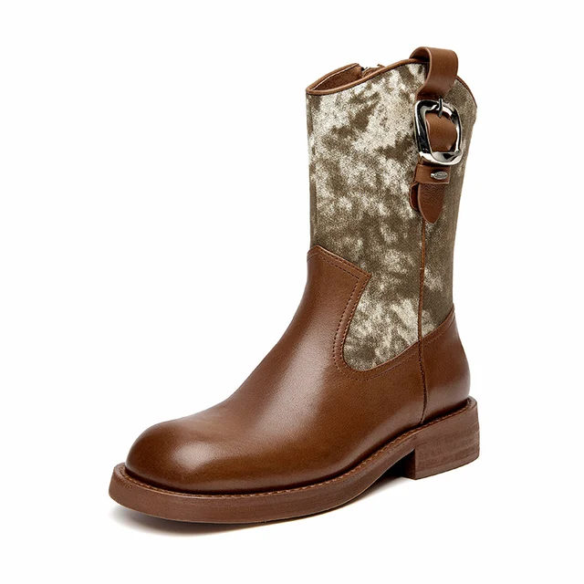 leather boots color coffee size 6 for women