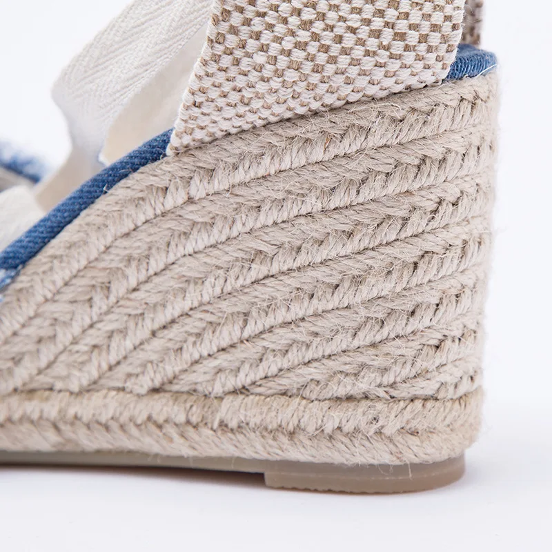 jute wedges color blue size 9 for women