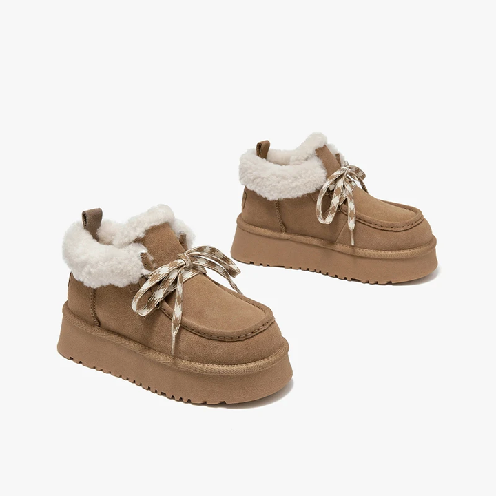 lace up snow boots color caramel size 5 for women 