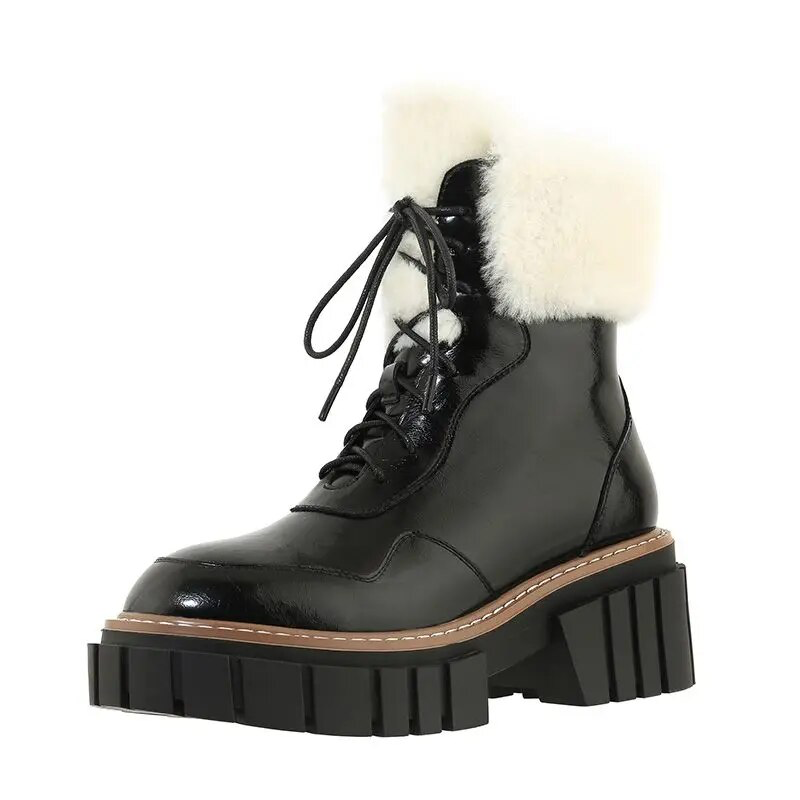 snow platform boots color black size 8 for women