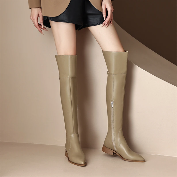 dress leather boots color apricot size 7 for women