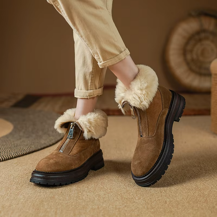 round toe snow boots color brown size 6 for women