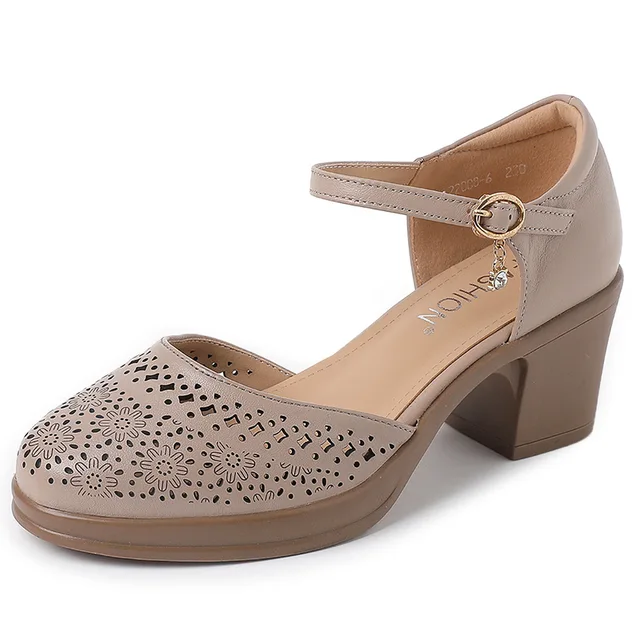 square heel sandals color  apricot size 6 for women