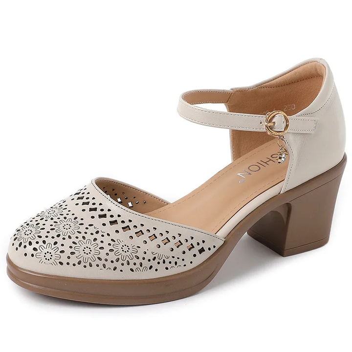 hollow sandals color beige size 5 for women